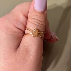 Kendra Scott criss cross rose gold ring with drusy stone size 9